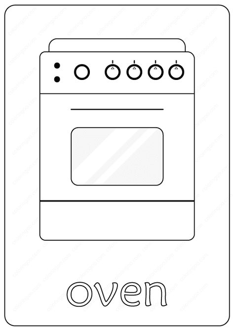 Printable Oven Coloring Page – Book PDF Oven Drawing Easy, Oven Template, Oven Drawing, Baking Drawing, Comic School, Castle Project, Kitchen Drawing, Food Coloring Pages, Coloring Page Printable