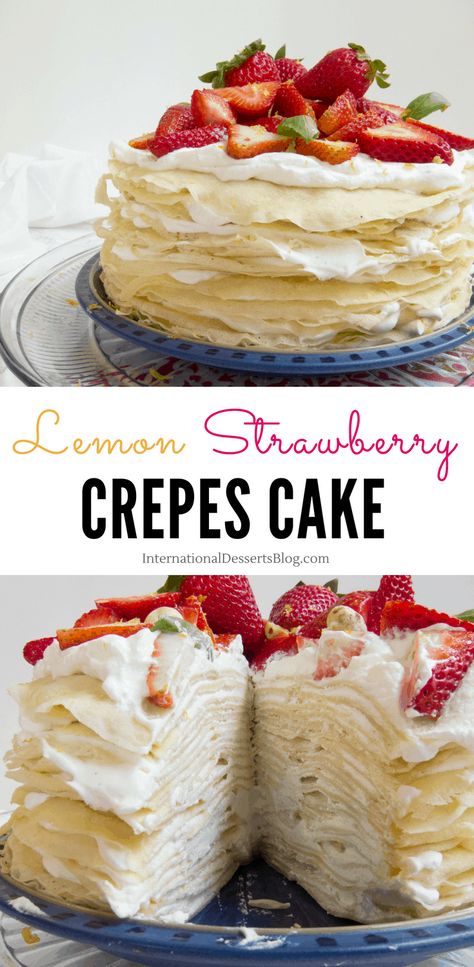 Lemon Crepe Cake, Lemon Crepe, Strawberry Crepe Cake, Crepes Cake, Mille Crepe Cake, Mille Crepes, Lemon Crepes, Afternoon Tea Cake, Whipped Cream Filling