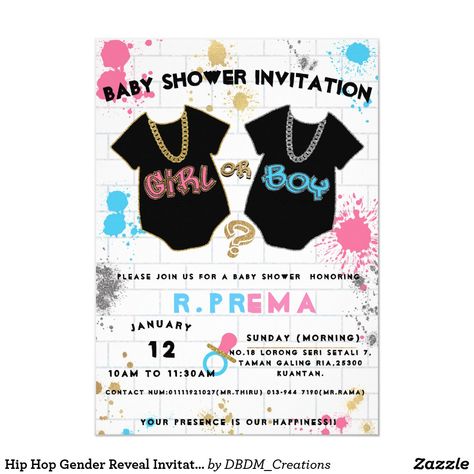 Gender Reveal Boy, Boy Or Girl Gender Reveal, 90's Hip Hop, Gender Reveal Party Invitations, Girl Gender Reveal, Gender Party, Idea Style, Gender Reveal Invitations, Reveal Ideas