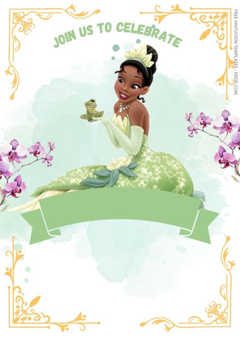 FREE Charming The Princess And The Frog Birthday Invitation Templates - FRIDF - Download Free PDF Invitation Templates Princess And The Frog Birthday, Princess Tiana Party, Princess Tiana Birthday Party, Tiana Birthday Party, Frog Birthday, Small Birthday Cakes, Tiana And Naveen, Prince Naveen, Pretty Invitations