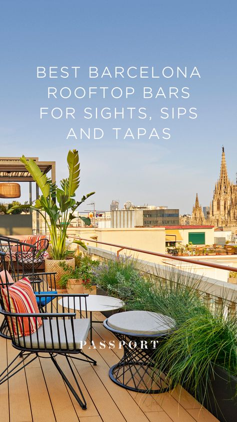 Hotel rooftop area with stunning views of Barcelona Barcelona Rooftop Bar, Hotel Rooftop Bar, Hotel Bars, Barcelona Hotel, Hotel Rooftop, Best Tapas, Barcelona Food, Music Making, Best Rooftop Bars