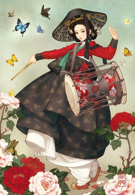 South Korean illustrator Obsidian (also known as Huk-yo-suk) Korean Illustration, Art Asiatique, 인물 드로잉, Art Japonais, Korean Art, Art Et Illustration, Korean Traditional, 판타지 아트, 영감을 주는 캐릭터