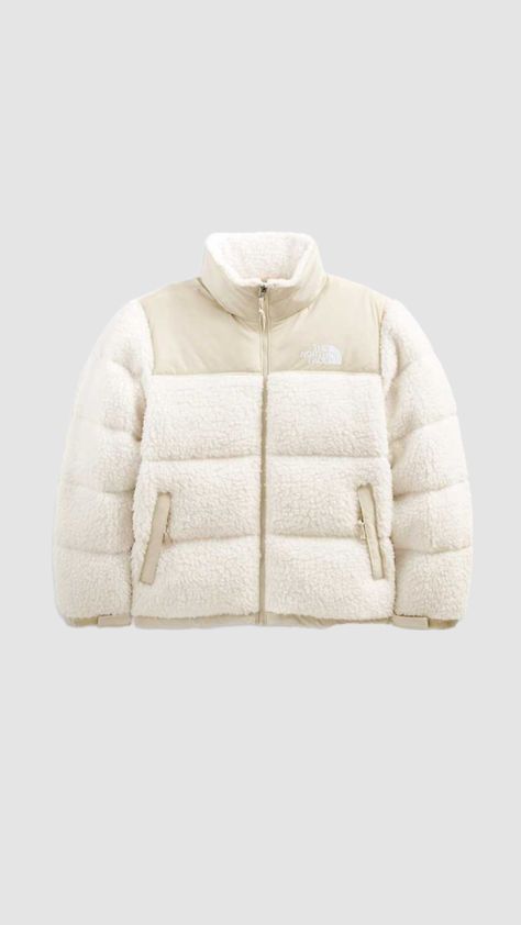 Wishlist Items Aesthetic, White Puffer Coat Outfit, North Face White Puffer Jacket, Beige Puffer Jacket, Fall Wishlist, Cold Jacket, Winter Wishlist, White Puffer Jacket, Puffer Jacket Outfit