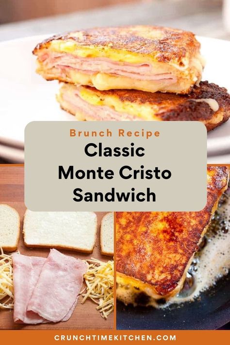 The Classic Monte Cristo Sandwich: There are many ways to make this sandwich, but this is the most tried and true way. Keep it simple with ham, gouda cheese, and the perfect cooking method! | crunchtimekitchen.com #sandwiches #montecristo #classicrecipes #grilledcheese #breakfastsandwiches Sandwich Press, Farmers Casserole, Ic Recipes, Hot Sandwiches, Grilled Sandwiches, Luncheon Ideas, Diner Menu, Monte Cristo Sandwich, Best Sandwich Recipes