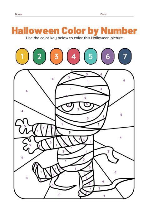 Halloween Color By Number Free Printable, Color By Number Halloween, Halloween Worksheets Preschool, Color By Number Printable Free, Halloween Handout, Halloween Activity Sheets, Halloween Color By Number, Number Printables, Community Halloween