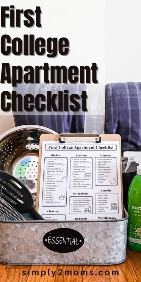 College Apartment Necessities, Guys College Apartment, College Apartment Needs, College Kitchen Essentials, College Apartment Checklist, Apartment Essentials List, College Apartment Kitchen, College Apartment Bathroom, First College Apartment