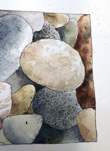 Watercolor Rocks Tutorials, Watercolour Pebbles, Watercolour Rocks, Watercolor Stones, Watercolor Rocks, Watercolour Practice, Watercolor Tutorials, Watercolor Paintings For Beginners, Watercolor Journal