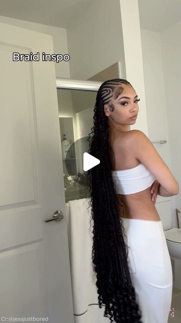 Vicky on Instagram: "Braid inspo vs results, these eat 😍😍😍 

#fyp #tribalbraids #fulanibraids #bohobraids #braids #hair #buttlengthbraids #kneelengthbraids #knotlessbraidshairstyles #bohemian" Braids In The Front Twist In The Back, Braids And Weave Hairstyles, Boho Braids Hairstyles, Vacation Braids, Boho Braided Hairstyles, Barbados Vacation, Fulani Braids, School Hairstyles, Braids Hair