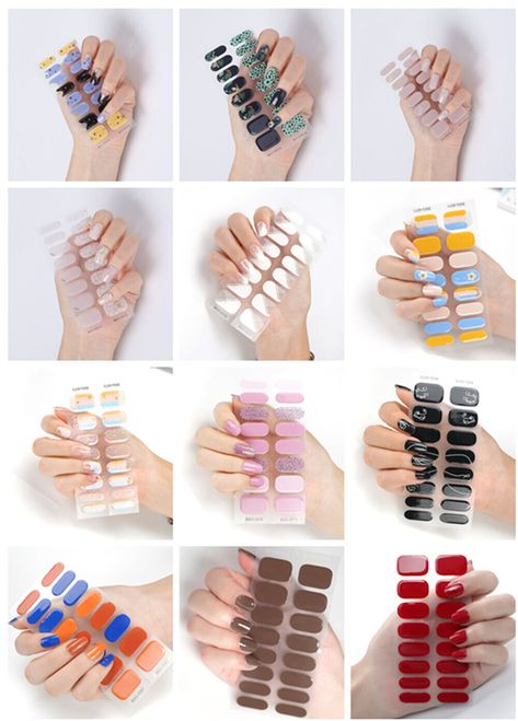 16 Semi Cured Gel Nail Stickers Strips Wraps, Manicure - UV Lamp required.   Easy application and removal. No toxins, paraben free, scentless, vegan, and cruelty free. Last up to 10+ days     Details about the item   ·         Package Includes: 1 x nail gel wraps pack (16 pieces) 1 x nail file 1 x wood nail stick 1 x alcohol prep pad ·         Real gel nail polish sticker: New style semi-cured gel nail strips are made from real gel nail polish ingredients. ·         Safe and durable: Safe and waterproof material, no damage to your nails. Perfect for brittle nails as it provides a barrier. Lasts up to two weeks when fully cured with UV/LED lamp. ·         Easy to use: Semi cured gel nail wrap stickers are easy to put on, file down, and cured by UV light. You can get salon-quality nail art i Gel Nails Stickers, Semi Cured Gel Nails, Stickons Nails With Gel, Gel Sticker Nails, Semi Cured Gel Nail Strips, Gell Nails, Sticker Nails, Nail Stickers Designs, Gel Nail Stickers