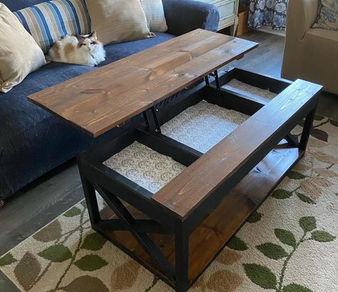 Raising Coffee Table, Lift Top Coffee Table Makeover, Diy Lift Top Coffee Table Plans, Rising Coffee Table, Diy Lift Top Coffee Table, Lift Top Coffee Table Diy, Multipurpose Coffee Table, Wood Coffe Table, Coffee Table Redo