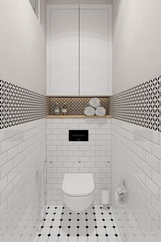 SMALL SPACE CREATIVE BATHROOM Small Bathroom White Tile, Simple Small Toilet Design, Small Narrow Bathroom Ideas, Narrow Toilet, Beautiful Small Bathroom Designs, Small Toilet Design, Bathroom Wall Tile Design, Small Downstairs Toilet, Small Bathroom Colors