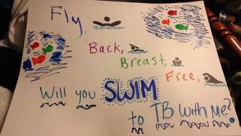 Swim turnabout proposal for my best friend Hoco Swimming Proposals Ideas, Swimming Hoco Posters, Swim Hoco Proposals, Swim Promposal, Turnabout Proposal, Promposals Ideas, Asking To Homecoming, Hoco Posters, Dance Proposals