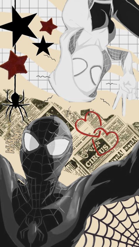 Spidergwen Aesthetic, Spider Gwen Wallpaper, Spiderman And Gwen, Spider Man Wallpaper, Spiderman And Spider Gwen, Marvel Phone Wallpaper, Album Cover Wallpaper Collage, Spiderman Theme, Spiderman Art Sketch