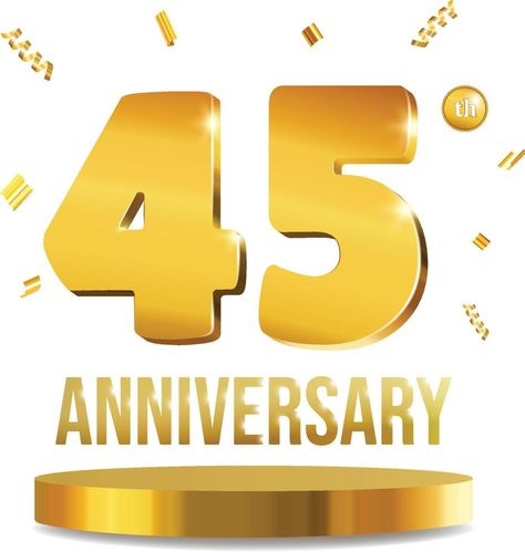 Happy anniversary celebration 3D numbers golden composition 45 years 3d Numbers, 45 Years, Anniversary Celebration, Happy Anniversary, Infographic Design, Composition, Celebrities, Birthday, Design