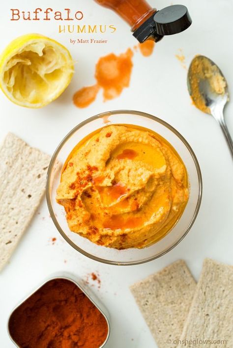 nomeatathlete1 Buffalo Hummus Recipe, Buffalo Hummus, No Meat Athlete, Med Diet, Oh She Glows, No Meat, Amazing Appetizers, Cheese Balls, Vegan Appetizers