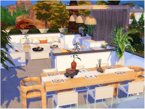 Terasse Ideas, Anime House, Outside Bars, Rooftop Terrace Design, Sims 4 House Design, Black River, Casas The Sims 4, Sims Building, River City