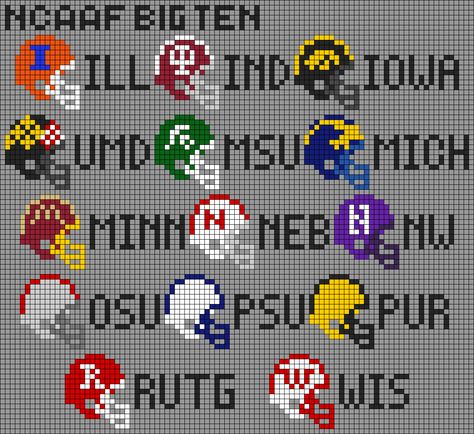 Alpha pattern #168392 | BraceletBook Groundhog Day Activities, Football College, Big Ten, Bead Ideas, Groundhog Day, Alpha Pattern, Alpha Patterns, Perler Bead, Sport Football