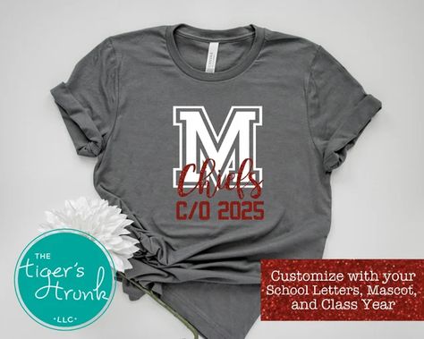 TheTigersTrunk - Etsy Kindergarten Milestones, Mascot Shirt, Senior Shirts, Class Of 2025, Senior Night, School Pride, School Colors, Pride Shirts, Cherished Memories