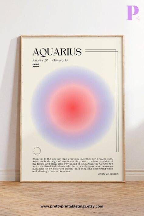 Poster Aquarius, Star Sign Poster, Astrology Decor, Aquarius Star Sign, Zodiac Sign Poster, Aquarius Art, Star Signs Aquarius, Aquarius Zodiac Sign, Aura Poster