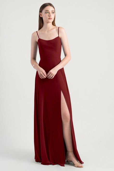 Camila's Bridesmaid dress in merlot. Kiara Dress, Cinnamon Rose, Jenny Yoo Bridesmaid, Bridesmaid Dress Collection, Chic Brides, Bridesmaid Dress Styles, Jenny Yoo, Long Bridesmaid Dress, Modern Dress