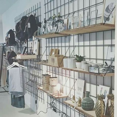 - Metal Wall Grid, Garage Wall Storage, Diy Dinner, Clothing Rack Display, Grid Wall, Small Apartment Kitchen, Jewelry Store Design, Tumblr Rooms, Cube Shelves