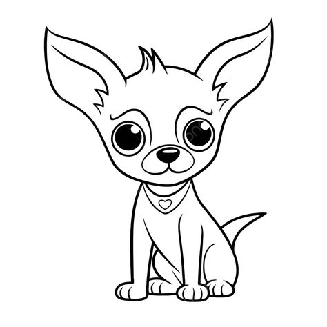 Chihuahua Drawing Simple, Chihuahua Coloring Pages, Chihuahua Drawing, Ring Drawing, Wing Drawing, White Chihuahua, Chihuahua Art, Drawing Png, Drawing Color