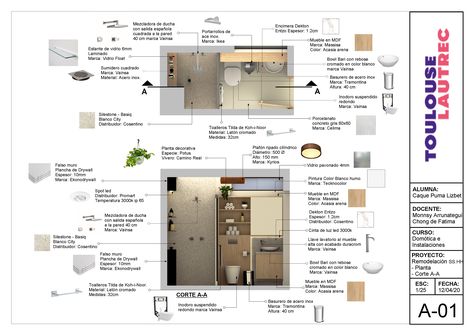 Architecture Sheet Format Ideas, Bathroom Plan, Interior Design Presentation, Furniture Details Design, Small Living Room Ideas, Portfolio Design Layout, Architecture Design Sketch, Architecture Drawing Art, Interior Design Mood Board