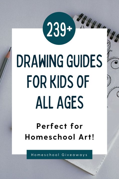 Help your homeschoolers learn to draw with these guided drawing tutorials. Perfect for homeschool art, electives, or rainy day activities. Includes over 239 drawing guides kids will love! Free Drawing Lessons, Small Easy Drawings, Homeschool Summer, School Drawings, Drawings Inspo, Summer Homeschool, Easy Drawing Guides, Twin Daughters, Easy Drawing Ideas