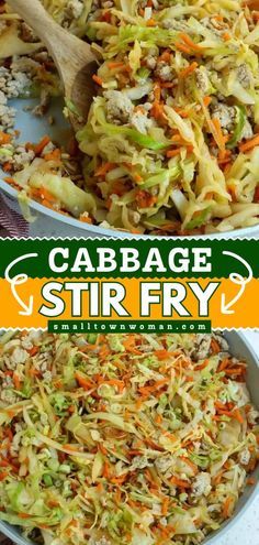 Here's a tasty recipe for dinner tonight! This Cabbage Stir Fry is loaded with ground turkey, onions, cabbage, and carrots, drizzled with a salty-sweet Asian stir fry sauce. You have to try this healthy dinner recipe! Skillet Cabbage, Stir Fry Cabbage, Stir Fried Cabbage Recipes, Fry Cabbage, Asian Stir Fry Sauce, Fried Cabbage Recipes, Turkey Stir Fry, Cabbage And Carrots, Cabbage Stir Fry