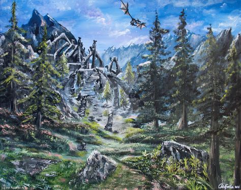 Skyrim - Bleak Falls Barrow by Aronja.deviantart.com on @DeviantArt Skyrim Painting, Skyrim Art, Elder Scrolls Skyrim, Stone Arch, Elder Scrolls, Medieval Fantasy, Skyrim, Fantasy Landscape, Beautiful Paintings