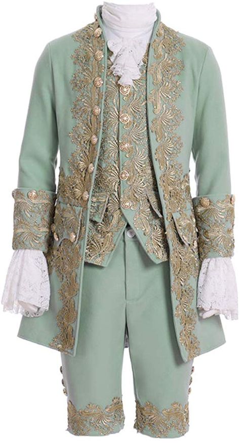 Amazon.com: Men's Victorian Fancy Outfit 18th Century Regency Tailcoat Vest Halloween Costume: Clothing Rococo Costume, Prince Cosplay, Embellished Coat, Prince Costume, Fancy Outfit, Rococo Fashion, Victorian Costume, Theatre Costumes, Performance Dresses