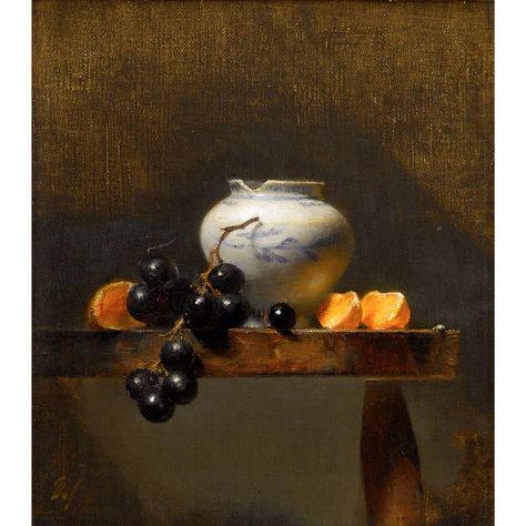 David Leffel, White Jar and Oranges David Leffel, Still Life Images, Fine Art Painting Oil, Still Life Photos, Still Life Oil Painting, White Vase, Encaustic Art, 수채화 그림, Paintings I Love