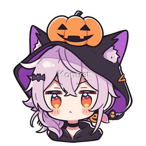 This cute chibi girl sticker wears a purple hooded hat with cat ears and a jack-o-lantern pumpkin topper. Her vibrant purple hair pops against the black hat. Perfect for Halloween costumes and magical themes! Printed on durable, waterproof vinyl that resis Chibi Ears, Vibrant Purple Hair, Dungeon Meowster, Hat With Cat Ears, Chibi Halloween, Hooded Hat, Pumpkin Topper, Anime Purple Hair, Pop Cat