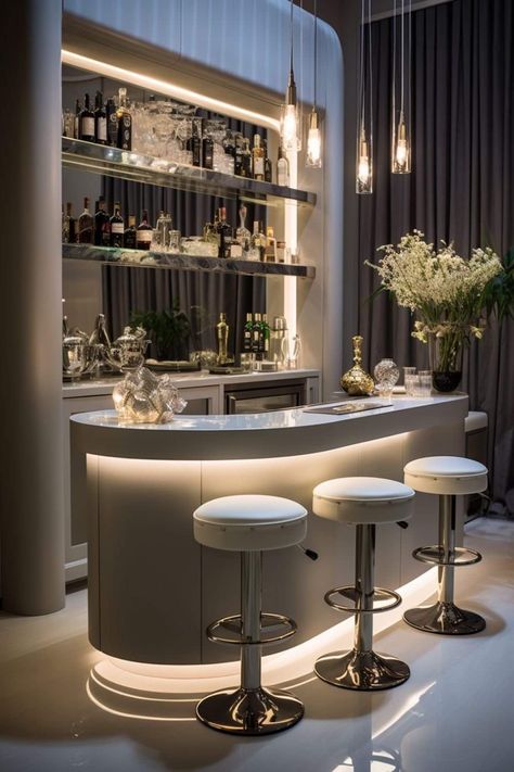 Modern Home Bar Designs, Bar Counter Design, Home Bar Rooms, Modern Home Bar, Home Bar Design, Kursi Bar, Bar Interior Design, Luxury Bar, Paint Kitchen