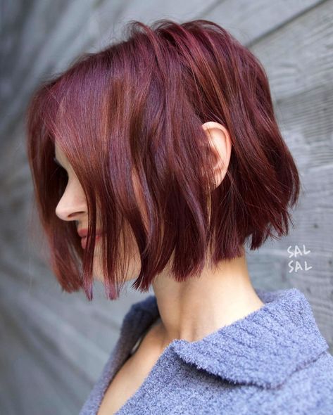 30 Trendy Short Haircuts for Women In 2023 - Flymeso Blog Beautiful Red Hair Color, Cherry Cola Hair, Cherry Hair Colors, Inverted Bob Haircuts, Cherry Red Hair, Cherry Hair, How To Lighten Hair, Beautiful Red Hair, Inverted Bob