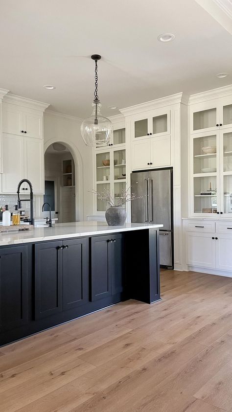 Charcoal Black Kitchen Island, Midnight Blue Kitchen Island, Black Island Cabinets, Dark Blue Island Kitchen, Navy Island Kitchen, 2022 Kitchen Island, Iron Ore Kitchen Island, Kitchen Dark Island, Dark Blue Kitchen Island