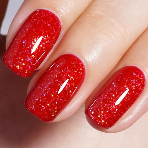 AILLSA Christmas Glitter Gel Nail Polish Bright Red Sparkle Gel Polish Iridescent Holographic Gel Nail Polish Diamond Shiny Soak Off U V Gel Nail Manicure Salon DIY Holiday Gifts 0.51 Fl Oz/GF15 Bright Red Glitter Nails, Gel Nail Manicure, Glitter Gel Nail Polish, Red Nails Glitter, Christmas Glitter, Diy Holiday Gifts, Red Sparkle, Sparkle Nails, Nail Polish Sets