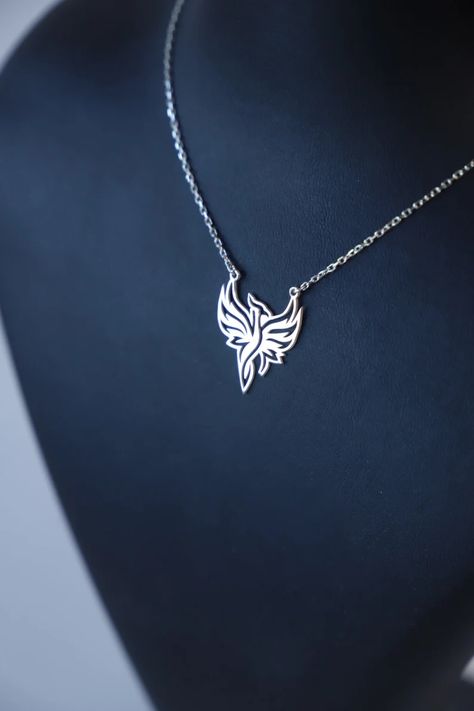 Dainty Silver Necklace, Phoenix Jewelry, Phoenix Necklace, Bird Necklace, Jan 20, Pet Necklace, Necklace Dainty, Girly Jewelry, Silver Pieces