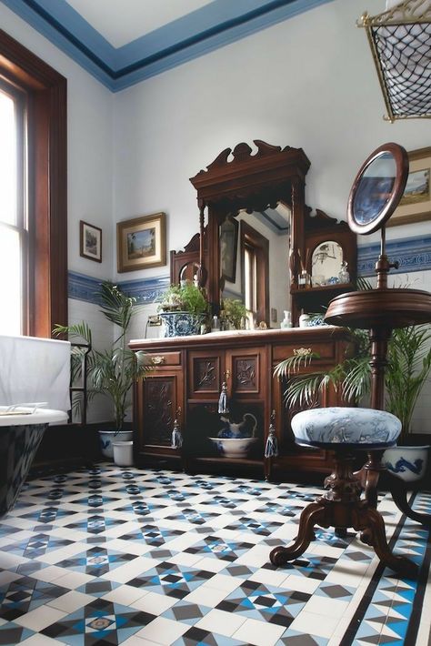 Baie Vintage, English Tiles, Victorian Bath, Victorian Interior, Victorian Bathroom, Gorgeous Bathroom, Vintage Bathrooms, Vintage Bathroom, House Bathroom