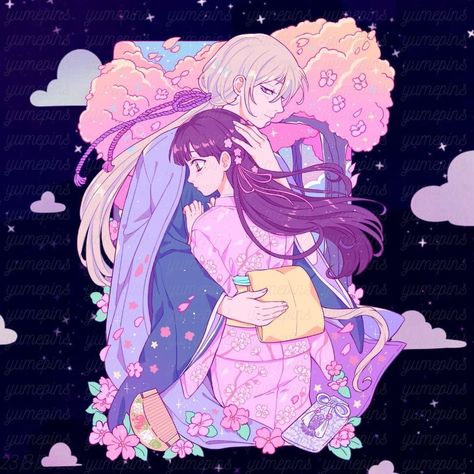 My Happy Marriage | Sharing this fan art by the talented Misao (IG misao.draw) and will be turned to enamel pin & some stickers by IG Yumepins 💜 Miyo X Kudou Kiss, Miyo X Kudo, Miyo X Kudou Fanart, My Happy Marriage Anime Fanart, Romance Animes, My Happy Marriage, Manga Couple, Happy Marriage, Cute Anime Pics