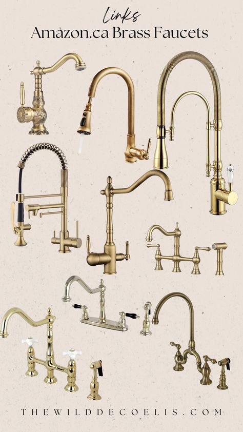 Brass Fixtures With Stainless Appliances, Kitchen Faucets 2024, Brass Sink Faucet Kitchen, Brass Bridge Kitchen Faucet, Brass Kitchen Faucets, Antique Brass Kitchen Faucet, Vintage Kitchen Faucet, Marsh House, Farmhouse Faucet