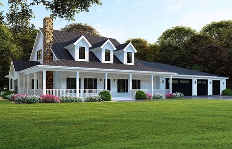 Houseplan 8318-00106 Mother In Law Suite, Multigenerational House Plans, Multigenerational House, Inlaw Suite, Southern Style House Plans, In-law Apartment, Farmhouse Style House Plans, Farmhouse House, Farmhouse Plan