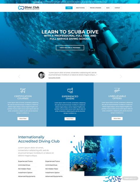 Diving School, Real Estate Website Design, Website Design Inspiration Layout, School Template, Geometric Design Art, Theme Template, School Website, Charity Organizations, Website Design Layout