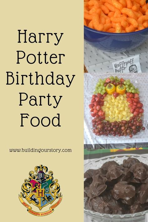 Throwing a Harry Potter Birthday Party. Easy and creative ideas for a Harry Potter Birthday Party. Harry Potter Party food, Harry Potter themed food, Harry Potter cake, Harry Potter crafts, How to build your own quidditch set, Harry Potter games, Harry Potter Birthday Party food ideas, Easy Harry Potter birthday food, Harry Potter food Harry Potter Themed Food Movie Nights, Food From Harry Potter Movies, Harry Potter Foods From The Books, Harry Potter Dinner And A Movie, Harry Potter And The Sorcerers Stone Party Food, Harry Potter Themed Food, Harry Potter Parties Food, Party Side Dishes, Harry Potter Birthday Cake