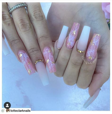 Marble Acrylic Nails, Nail Decor, Nail Stencils, Pink Ombre Nails, Long Acrylic Nail Designs, Unique Acrylic Nails, Luxury Nails, Fabulous Nails, Fire Nails