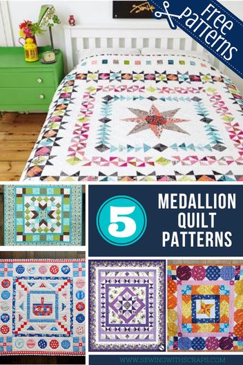 5 Free Medallion Quilt Patterns - Sewing With Scraps Medallion Quilt Pattern, Sewing With Scraps, Medallion Quilts, Medallion Quilt, Sewing Items, Quilting Tutorials, Quilt Patterns Free, On Repeat, Pattern Blocks