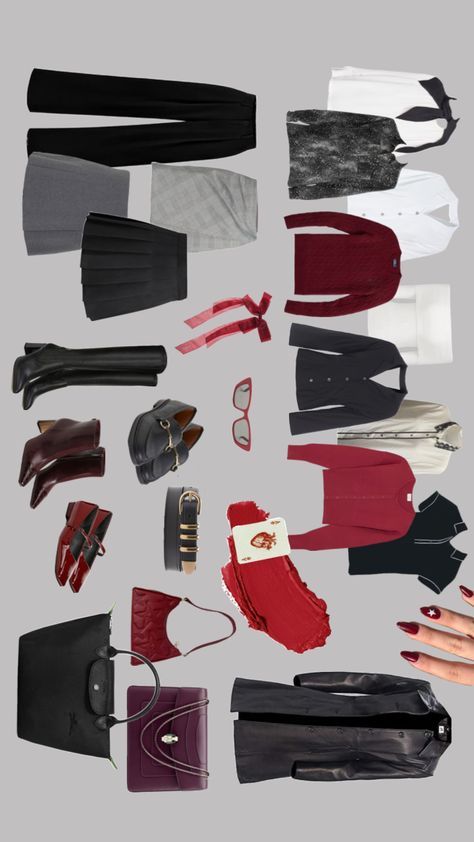 Red biz cas capsule wardrobe ♥️♥️♥️ I’m having so much fun making these, I feel like I know exactly what clothes I want to keep #red #capsulewardrobe Capsule Wardrobe Red Accent, Wardrobe Checklist, Capsule Wardrobe Checklist, Aline Skirt, Fashion Capsule, Red Accents, Ravenclaw, Lana Del Rey, Capsule Wardrobe