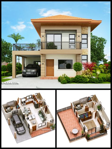 Philippines House Design, Two Story House Design, Little House Plans, Affordable House Plans, Two Story House, Modern Small House Design, House Floor Design, Building House Plans Designs, Casas The Sims 4