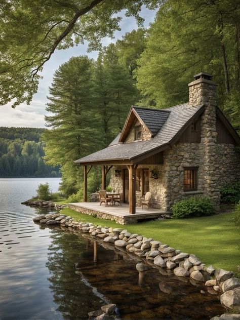 Cabin Houses, Terry Redlin, Granny House, Waterfront Cabins, Remote Locations, Remote Location, Woodland House, Small Cottage Homes, Lake Cottage