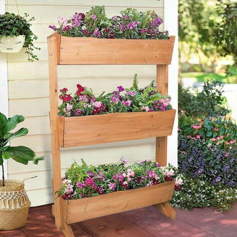 Arlmont & Co. Nicholes Plant Stand & Reviews | Wayfair Vegetable Planter Boxes, Vertical Garden Planters, Raised Garden Planters, Tiered Planter, Vegetable Planters, Planter Beds, Box Shelf, Wooden Planter Boxes, Garden Stand